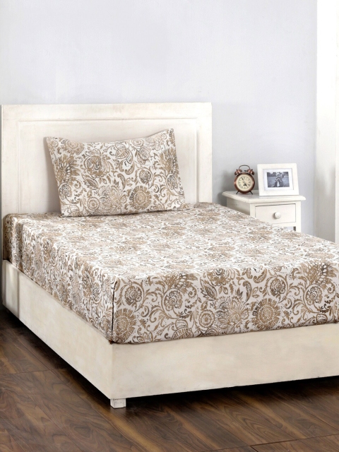 MASPAR Beige & White Zoe Flower 210 TC Cotton 1 Single Bedsheet with 1 Pillow Covers
MASPAR Beige & White Zoe Flower 210 TC Cotton 1 Single Bedsheet with 1 Pillow Covers