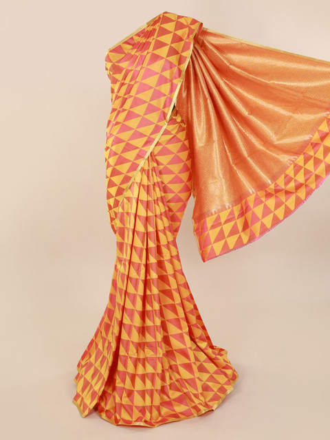 Pothys Yellow & Pink Art Silk Printed Saree with Zari Border
Pothys Yellow & Pink Art Silk Printed Saree with Zari Border