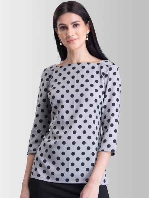 FableStreet Women Grey Printed Top