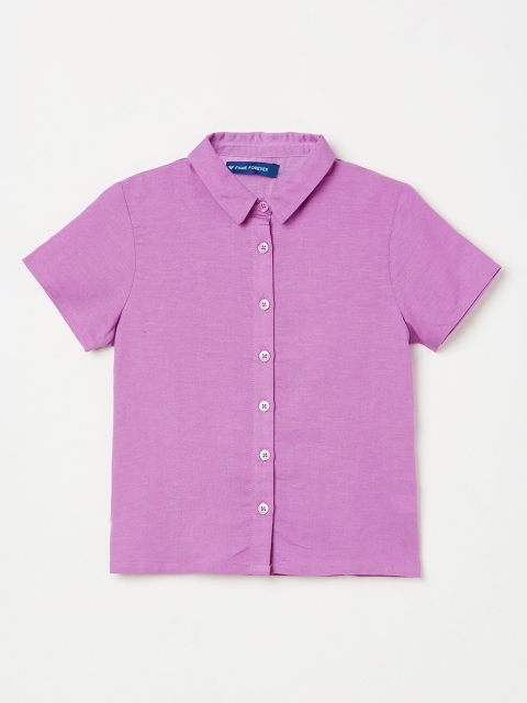 Fame Forever by Lifestyle Girls Purple Regular Fit Solid Casual Shirt