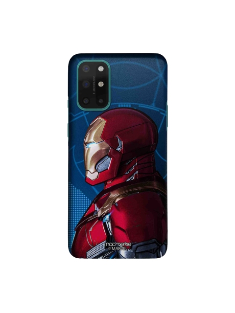 macmerise Blue & Red Iron Man Side Armor Printed OnePlus 8T Sleek Back Cover
