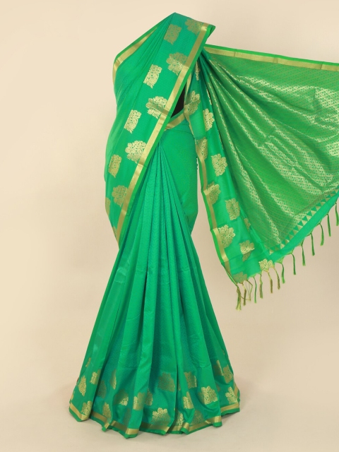 Pothys Green Solid Art Silk Saree