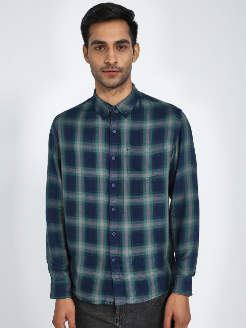 Blue Saint Men Green Regular Fit Checked Casual Shirt