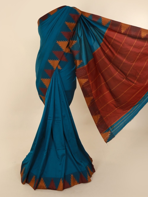 Pothys Blue Solid Art Silk Saree