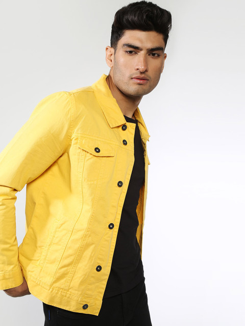 Blue Saint Men Yellow Printed Denim Jacket 
Blue Saint Men Yellow Printed Denim Jacket