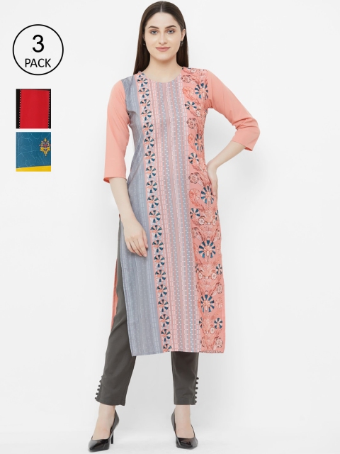 7Threads Women Multicoloured Printed Straight Kurta, Multi