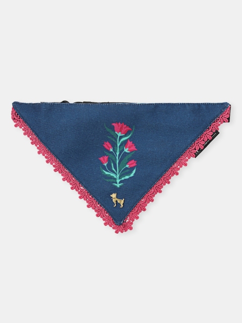 Heads Up For Tails Navy Blue Double Sided Dog Bandana