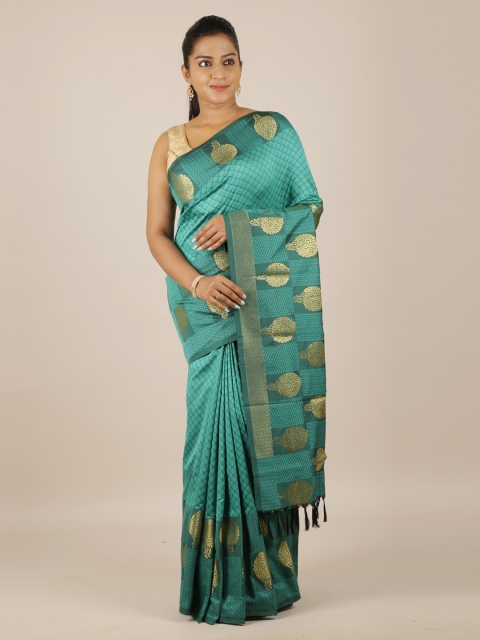Pothys Green & Gold-Toned Art Silk Woven Design Saree
