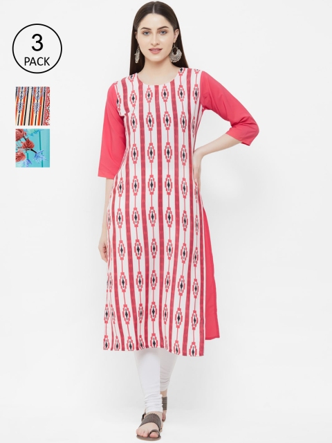 7Threads Women Multicoloured Printed A-Line Kurta, Multi