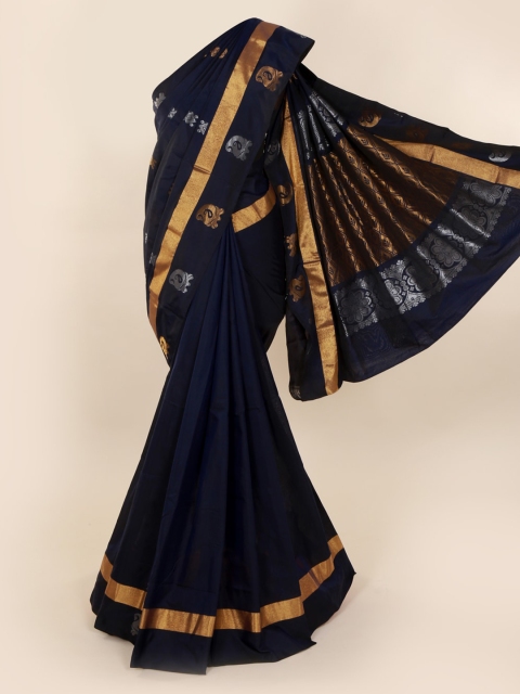 Pothys Navy Blue Woven Design Silk Cotton Saree