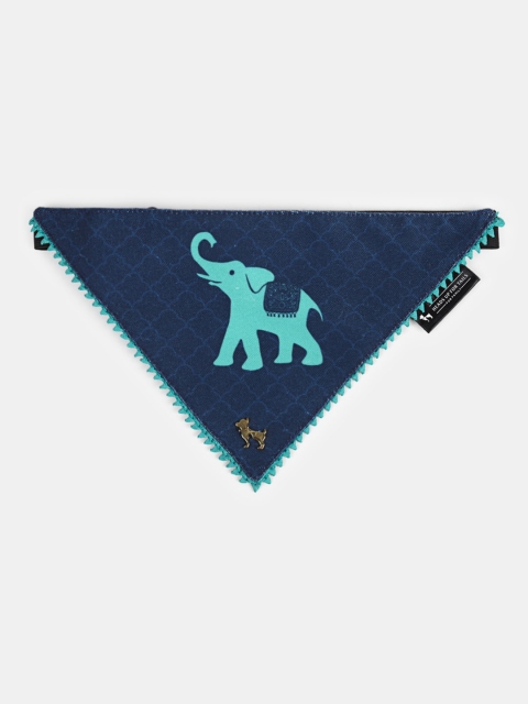 Heads Up For Tails Navy Blue Haathi Double Sided Dog Bandana