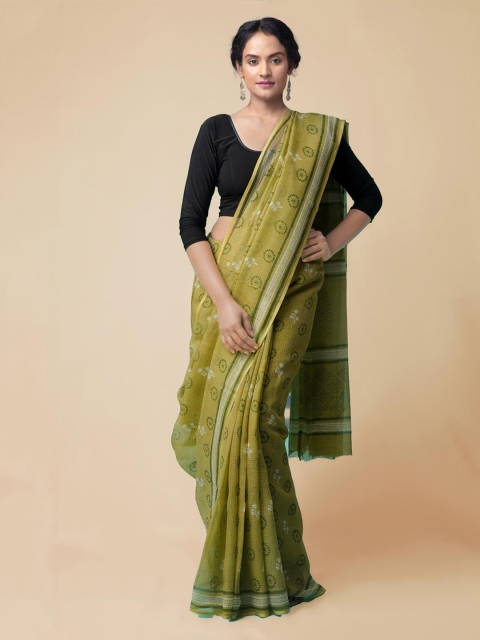 Unnati Silks Green Pure Cotton Printed Kota Saree