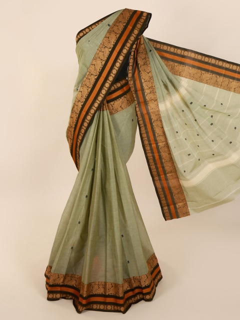Pothys Green Solid Pure Cotton Saree