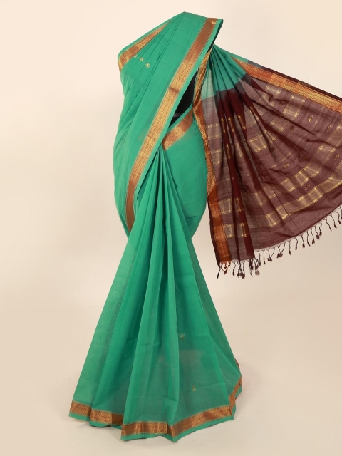 Pothys Green Solid Pure Cotton Saree