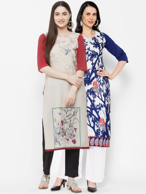 7Threads Women Multicoloured Printed A-Line Kurta, Multi