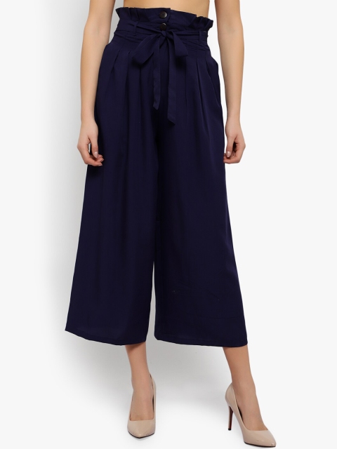 Meee Women Navy Blue Regular Fit Solid Culottes
