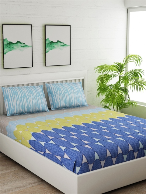 Salona Bichona Blue & Yellow Abstract 144 TC Cotton 1 Queen Bedsheet with 2 Pillow Covers
Salona Bichona Blue & Yellow Abstract 144 TC Cotton 1 Queen Bedsheet with 2 Pillow Covers