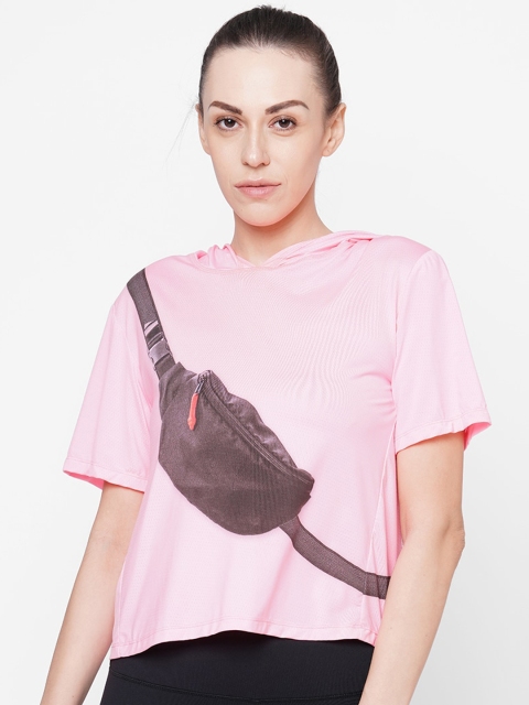 Tuna London Women Pink Printed Hooded Top