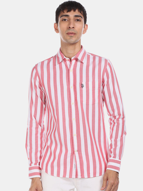 U.S. Polo Assn. Men Red & White Regular Fit Striped Casual Shirt 
U.S. Polo Assn. Men Red & White Regular Fit Striped Casual Shirt