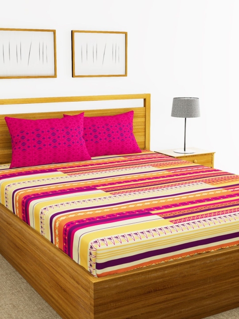 BIANCA Pink & Yellow Geometric 144 TC Cotton 1 Queen Bedsheet with 2 Pillow Covers
BIANCA Pink & Yellow Geometric 144 TC Cotton 1 Queen Bedsheet with 2 Pillow Covers