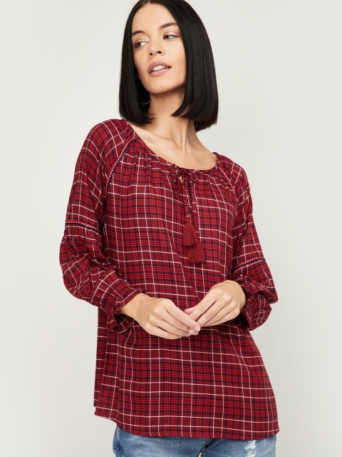 Fame Forever by Lifestyle Women Red Checked Top