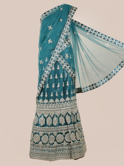 Pothys Green Embroidered Half Saree