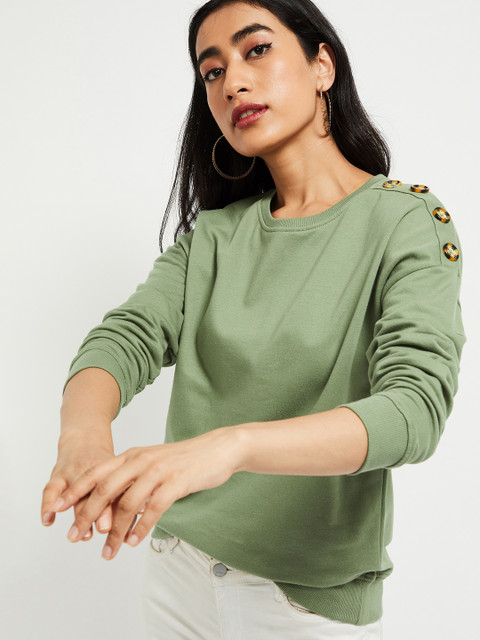 max Women Green Solid Round Neck T-shirt
max Women Green Solid Round Neck T-shirt