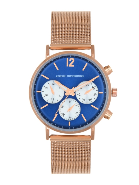 French Connection Men Blue & Rose Gold Analogue Watch FCL0010URGM