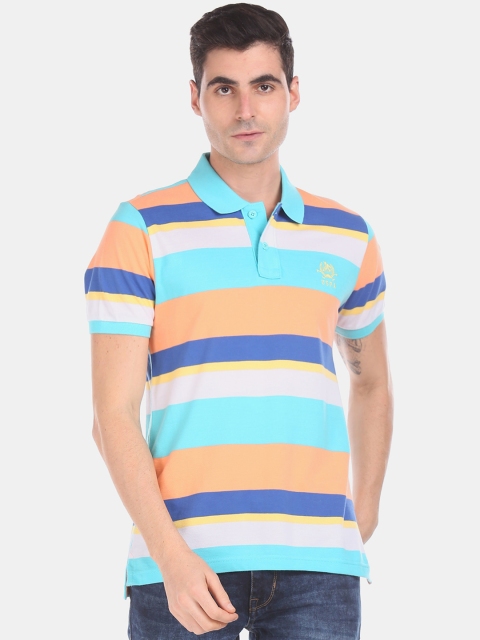 U.S. Polo Assn. Men Multicoloured Striped Polo Collar T-shirt, Multi