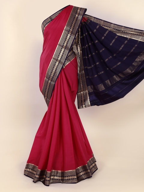 Pothys Pink Pure Silk Solid Mysore Silk Saree