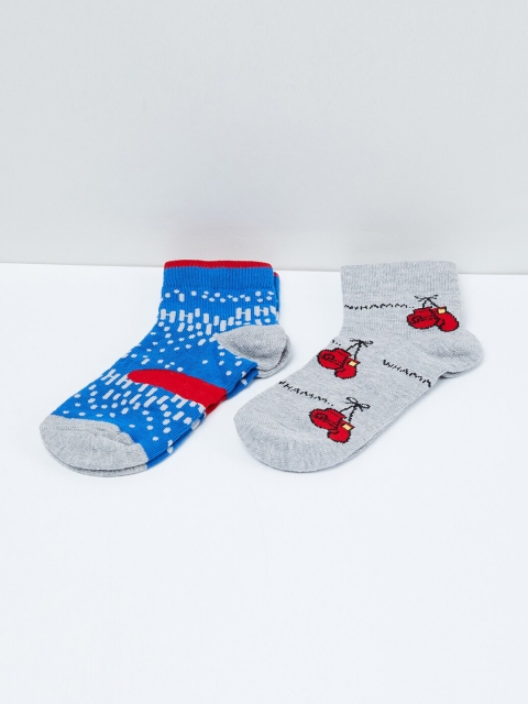 max Boys Pack Of 2 Patterned Ankle-Length Socks, Blue