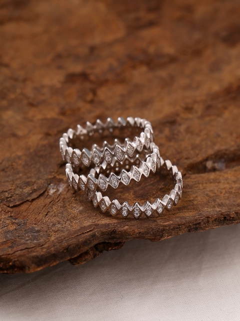 ADORN by Nikita Ladiwala Set Of 3 92.5% Sterling Silver White CZ-Studded Finger Rings
ADORN by Nikita Ladiwala Set Of 3 92.5% Sterling Silver White CZ-Studded Finger Rings