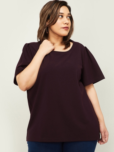 nexus Plus Size Women Burgundy Flared Sleeves Top