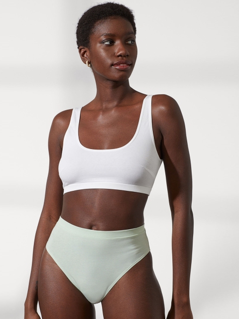 H&M Women Grey & Green Solid 3 Pack Brazilian Briefs