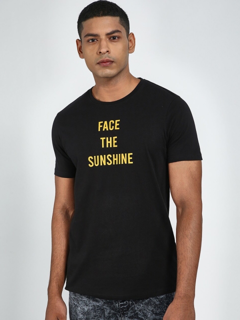 Blue Saint Men Black Printed Round Neck T-shirt