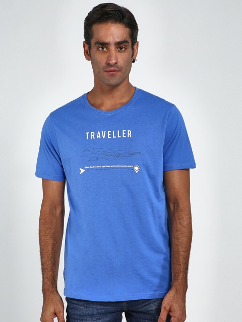 Blue Saint Men Blue Printed Round Neck T-shirt