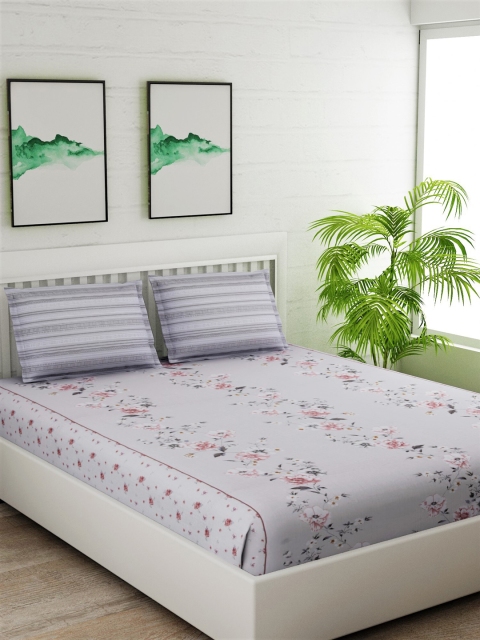 Salona Bichona Grey & Pink Floral 144 TC Cotton 1 Queen Bedsheet with 2 Pillow Covers
Salona Bichona Grey & Pink Floral 144 TC Cotton 1 Queen Bedsheet with 2 Pillow Covers