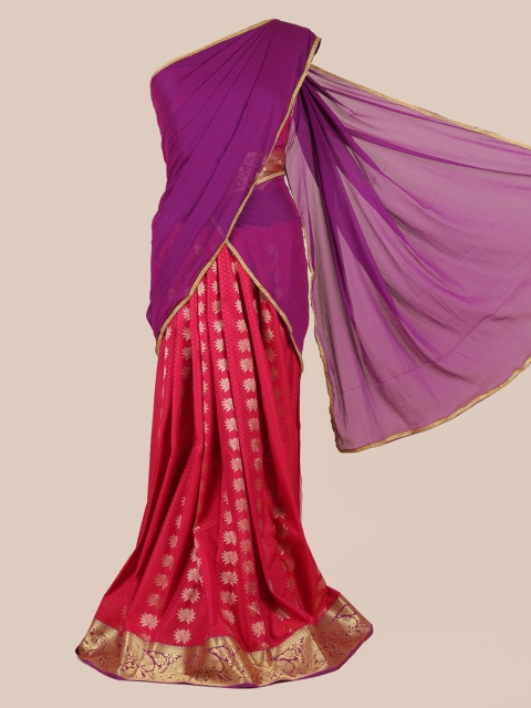 Pothys Purple Solid Poly Chiffon Half Saree