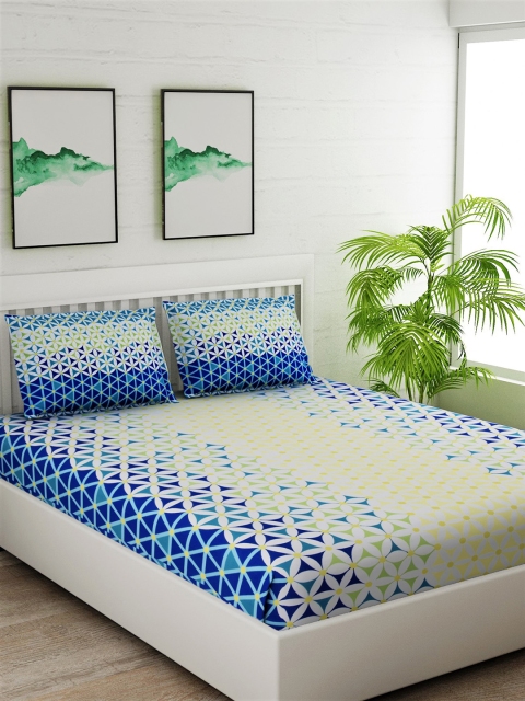 Salona Bichona Blue & Yellow Geometric 144 TC Cotton 1 Queen Bedsheet with 2 Pillow Covers
Salona Bichona Blue & Yellow Geometric 144 TC Cotton 1 Queen Bedsheet with 2 Pillow Covers