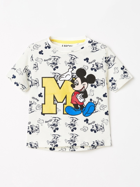 Juniors by Lifestyle Boys Off-White Printed Round Neck T-shirt