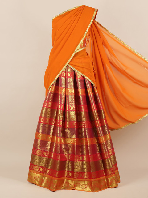 Pothys Orange & Maroon Tissue Woven Design Half Saree
Pothys Orange & Maroon Tissue Woven Design Half Saree