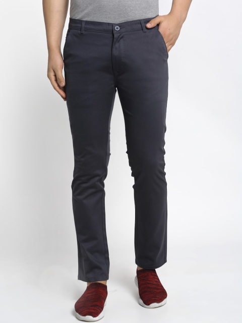 Rodamo Men Grey Slim Fit Solid Chinos