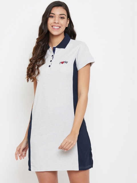 Clovia Women Grey Solid Nightdress