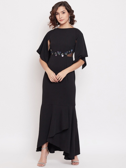 Madame Women Black Solid Maxi Dress