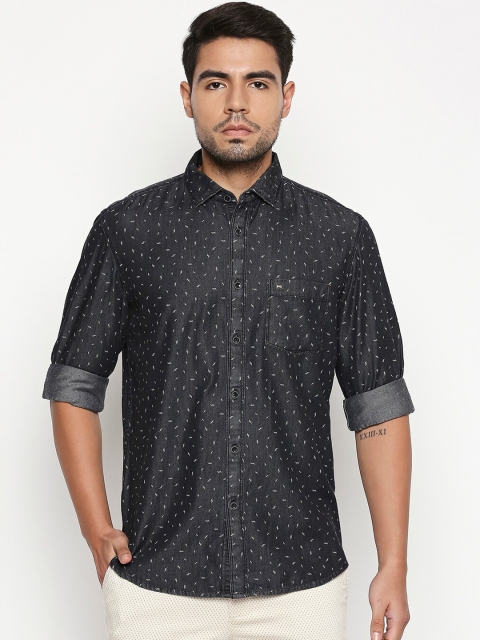 Basics Men Black Slim Fit Printed Casual Shirt