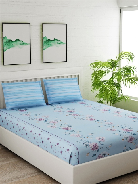 Salona Bichona Turquoise Blue & Purple Floral 144 TC Cotton 1 Queen Bedsheet with 2 Pillow Covers
Salona Bichona Turquoise Blue & Purple Floral 144 TC Cotton 1 Queen Bedsheet with 2 Pillow Covers