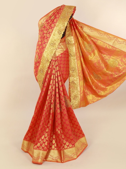 Pothys Pink Pure Silk Embroidered Kanjeevaram Saree