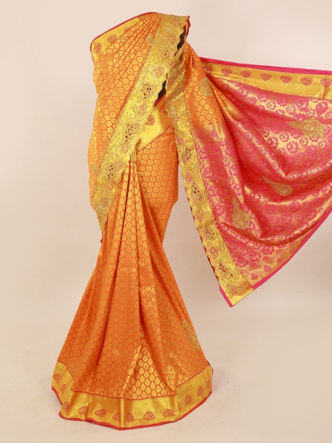 Pothys Orange Pure Silk Woven Design Kanjeevaram Saree