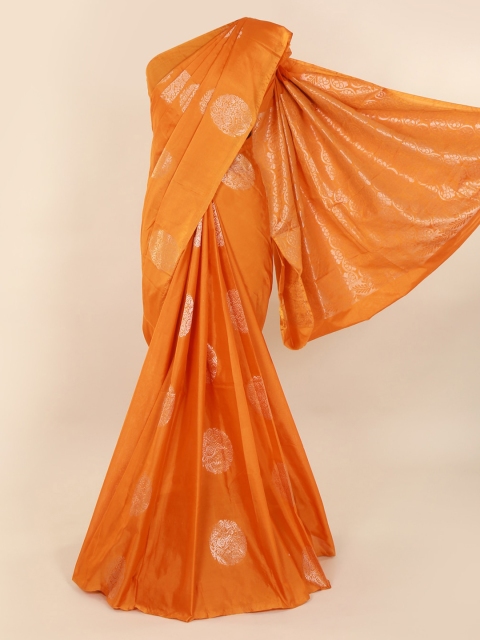 Pothys Orange Woven Design Silk Cotton Saree