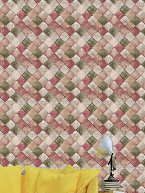 Jaamso Royals Olive Green & Beige Self Adhesive Removable Wallpaper